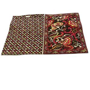 VERA BRADLEY Quilted Placemats Set of 2 Floral Brown Orange Yellow Red 18 x 13 "